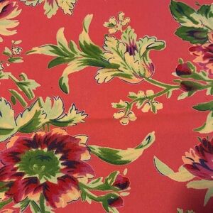 April Cornell Salmon and Green Floral Fabric. 100% Cotton Table Runner